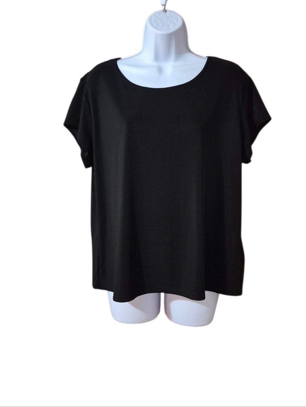 JM Collection Classic Black Scoop Neck Short Sleeve Women's Top Size XL EUC